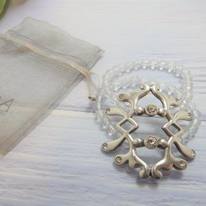 Silver Bracelet Swarovski crystal Double Layer S Party